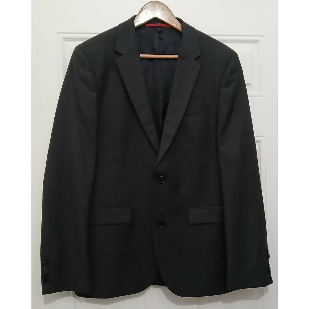 Hugo boss mens 38R Marlene biella houndstooth gray Virgin wool blazer red label